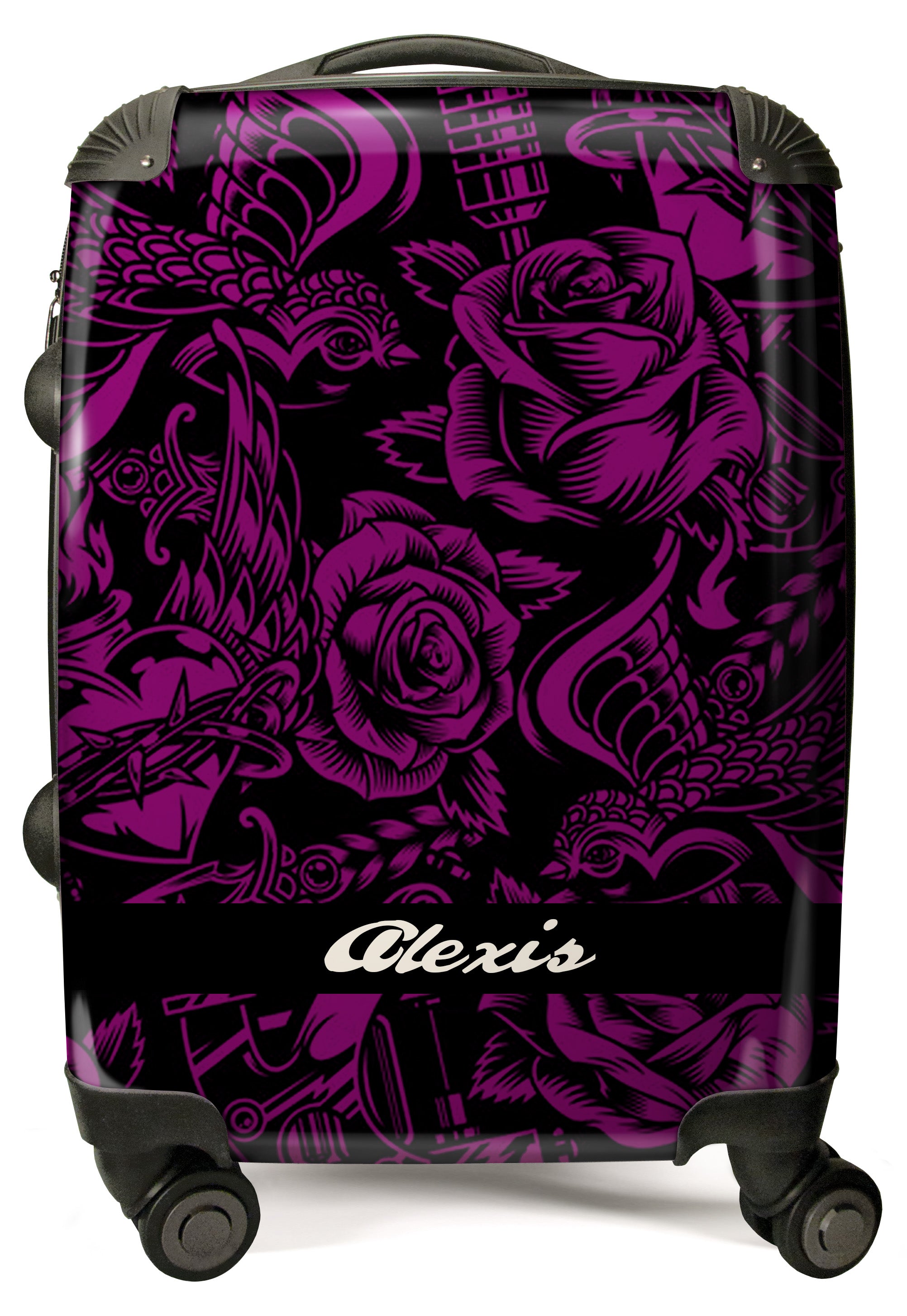 PERSONALIZED PINK ROSE PRINT NAME SUITCASE