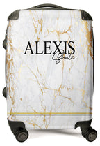 PERSONALIZED WHITE AND GOLD MARBLE INITIAL LUGGAGE