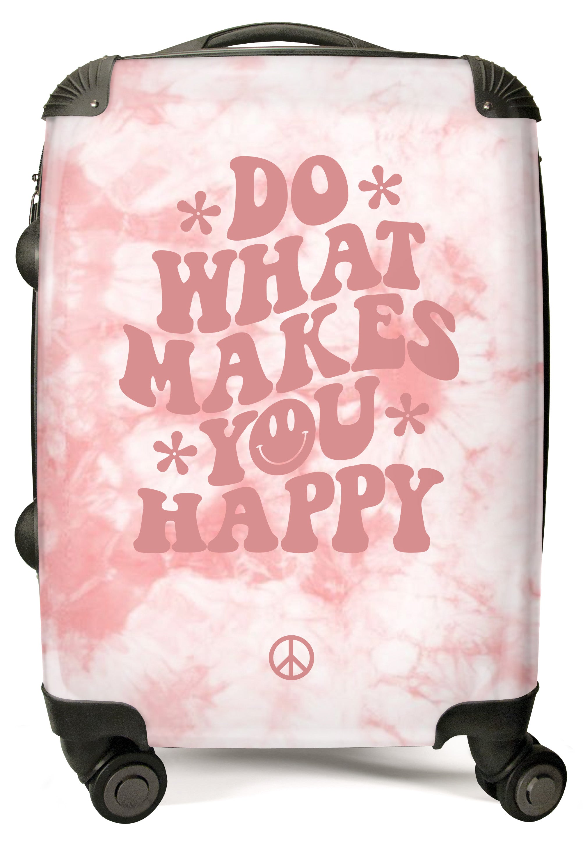 WHITE AND PINK DO WHAT MAKES YOU HAPPY LUGGAGE