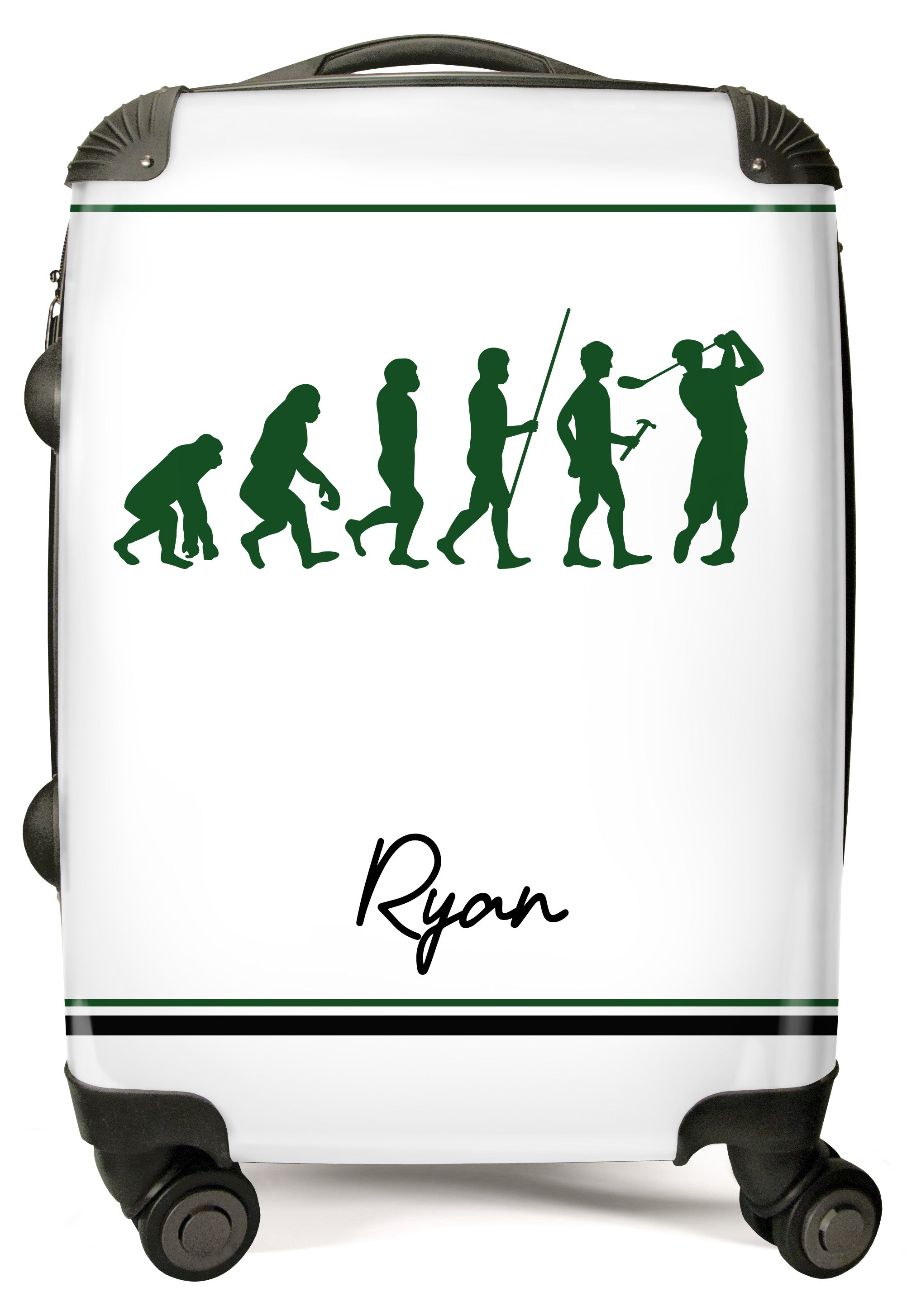 PERSONALIZED WHITE GOLF EVOLUTION PRINT SUITCASE